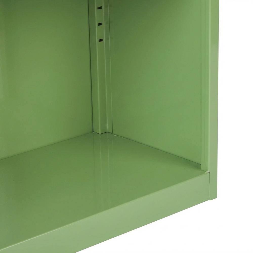 Alt View 3. FurniFact - Steel bookcase for home storage with steel construction and lightweight design - Green.