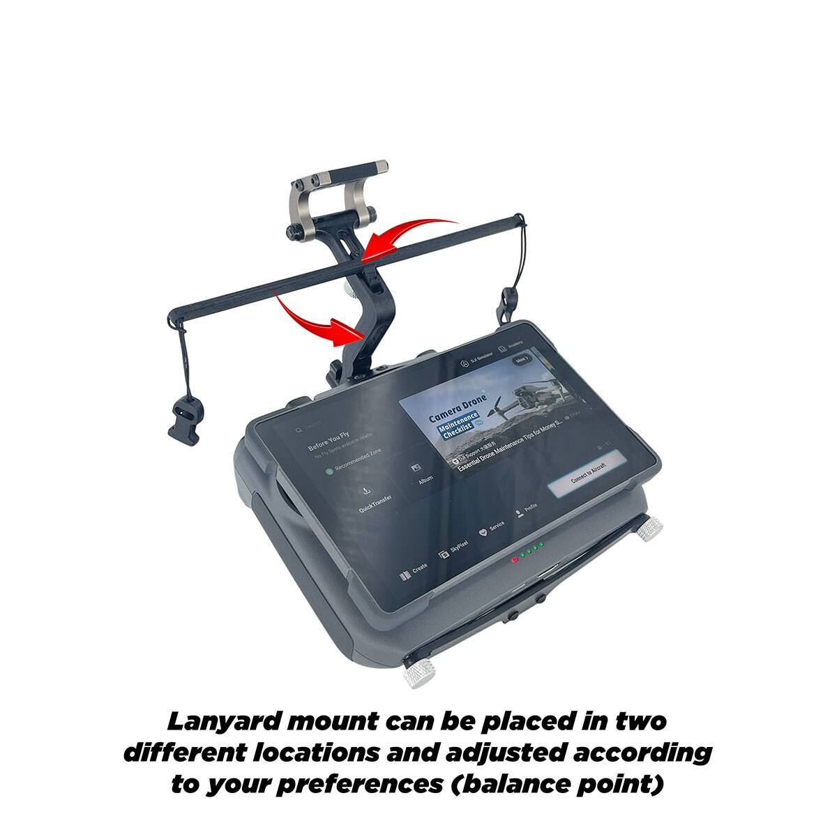 Lanyard mount can be placed in two different locations and adjusted according to your preferences (balance point)