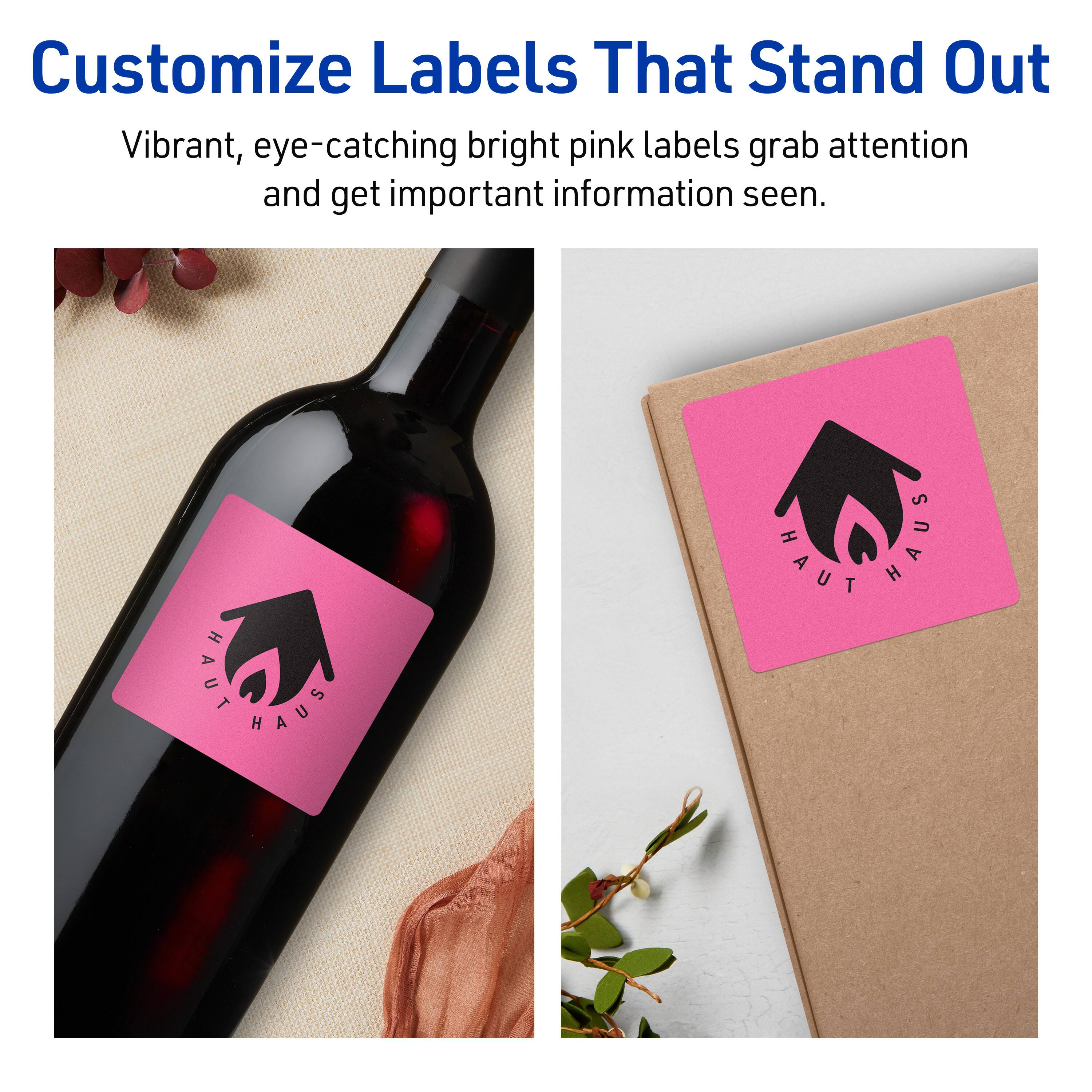 Customize Labels That Stand Out

Vibrant, eye-catching bright pink labels grab attention and get important information seen.

HAUT HAUS