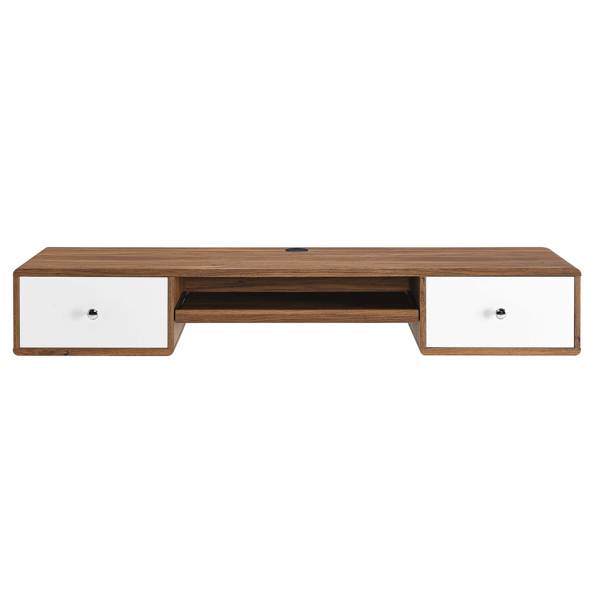 Alt View 2. Modway - Transmit 60" Wall Mount Wood Office Desk by Modway - Walnut White.