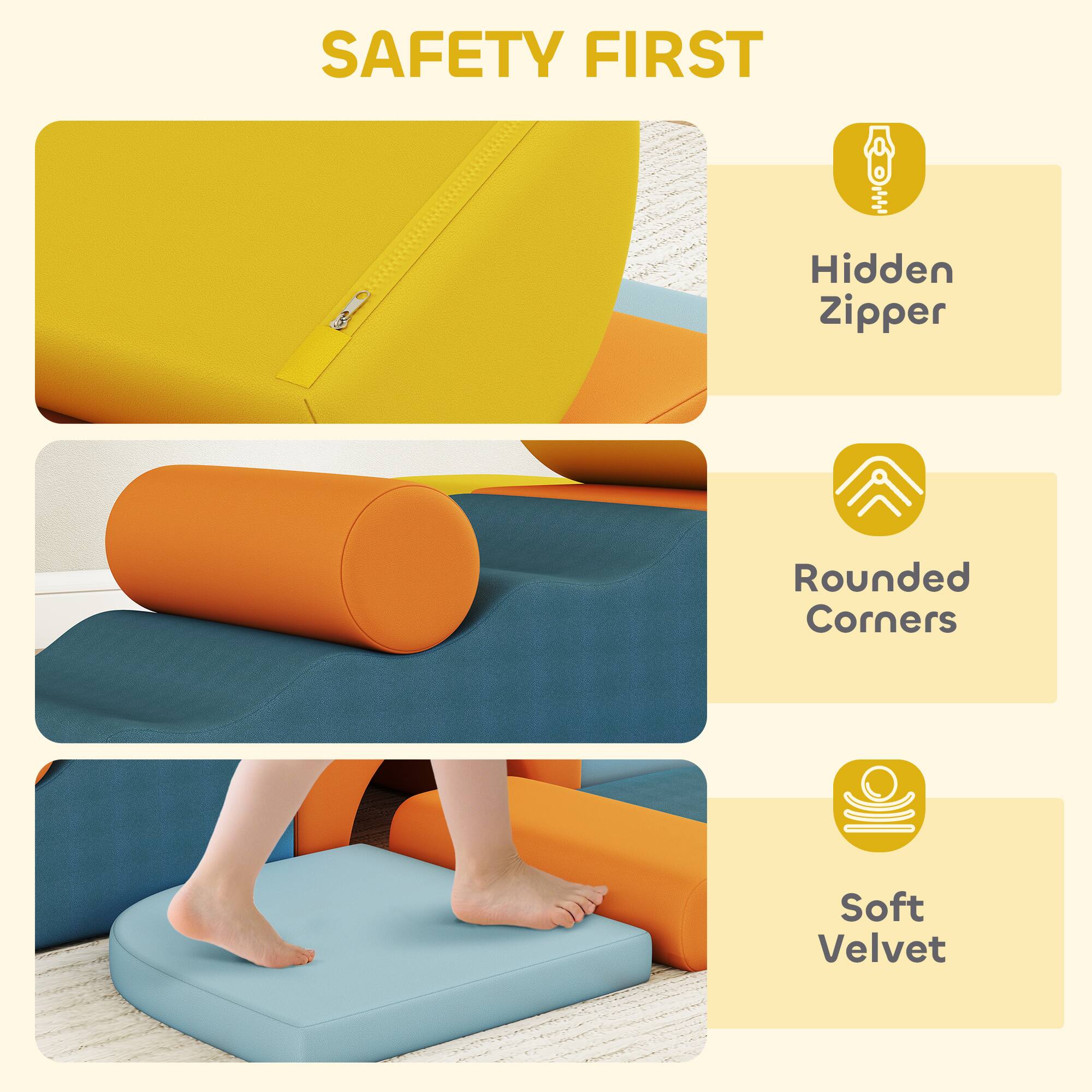 SAFETY FIRST

- Hidden Zipper
- Rounded Corners
- Soft Velvet