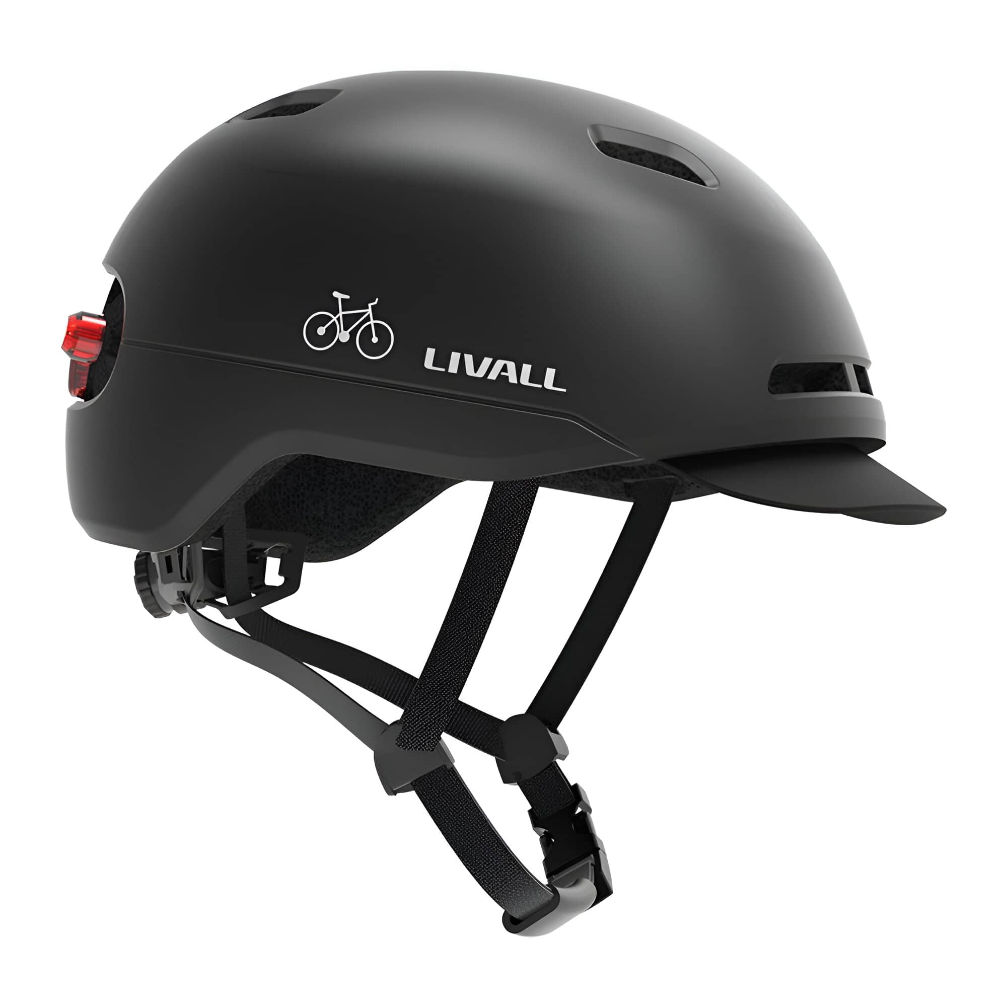 Front. LIVALL - C21 eBike/eScooter Helmet certified up to 28 MPH with Smart Lighting & Fall Detection with SOS Alert - Black.