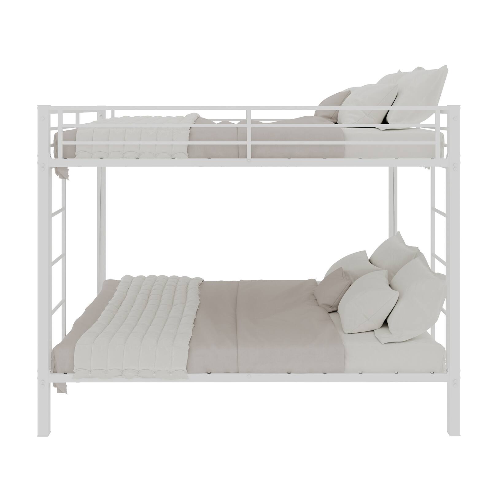 Alt View 8. Loheer - Loheer Heavy Duty White Metal Queen Bunk Bed Space Saving Square Tube Iron Frame - White.