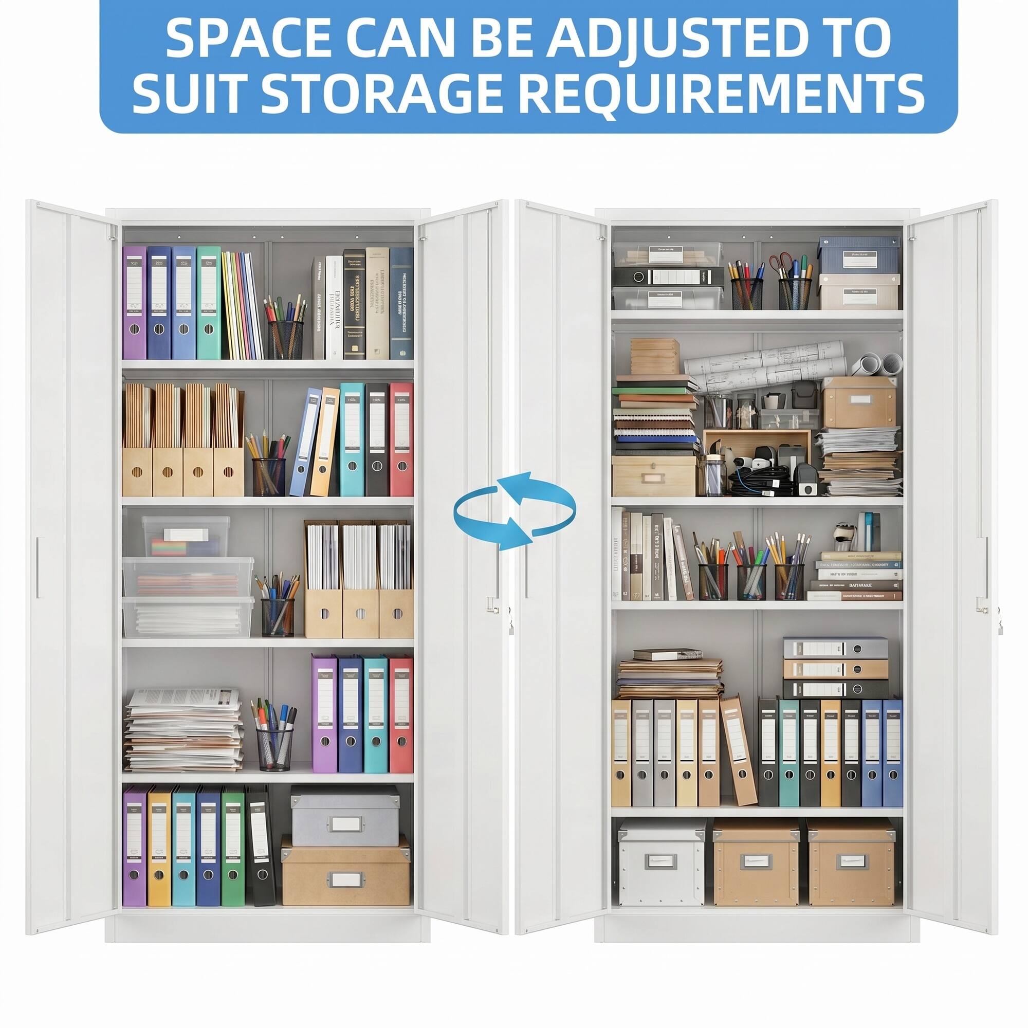 SPACE CAN BE ADJUSTED TO SUIT STORAGE REQUIREMENTS