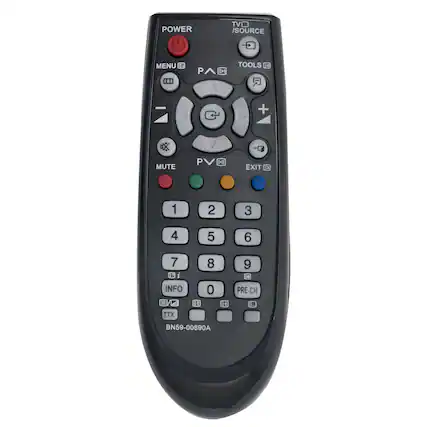 POWER TVO /SOURCE MENU a 2M TOOLS te + MUTE PV P 1E -9 EXIT 1X 1 2 3 4 5 6 7 11 i INFO 2 8 0 El 9 PRE-CH TTX BN59-00890A