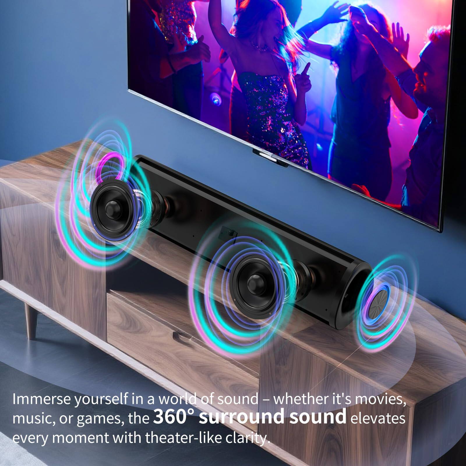 Immerse yourself in a world of sound – whether it's movies, music, or games, the 360° surround sound elevates every moment with theater-like clarity.