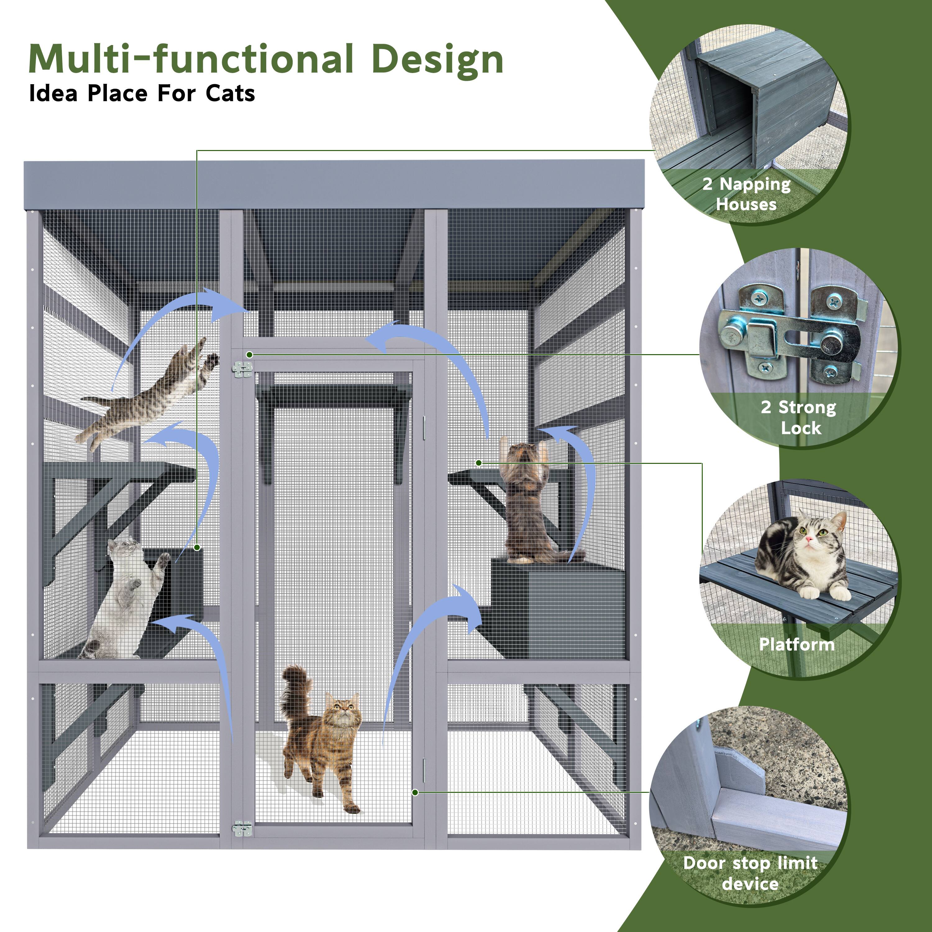 Multi-functional Design Idea Place For Cats

- 2 Napping Houses
- 2 Strong Lock
- Platform
- Door stop limit device