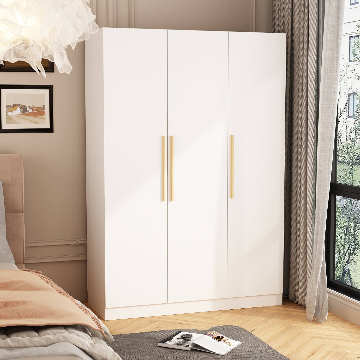 Alt View 10. FUFU & GAGA - FUFU&GAGA 3 - Door Wardrobe: Minimalist Design with Ample Storage & Anti - Tip Safety - White.