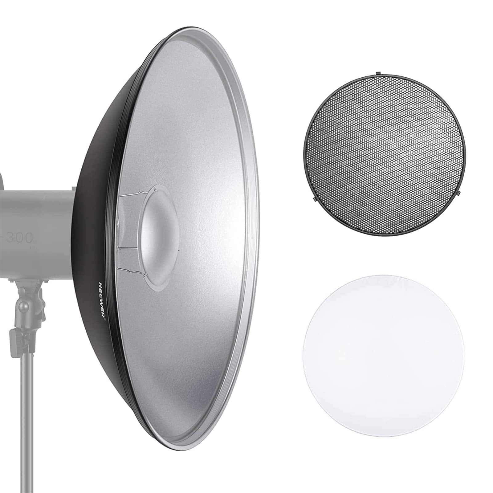 Neewer - 21.6" Bowens Beauty Dish, Diffuser, Honeycomb