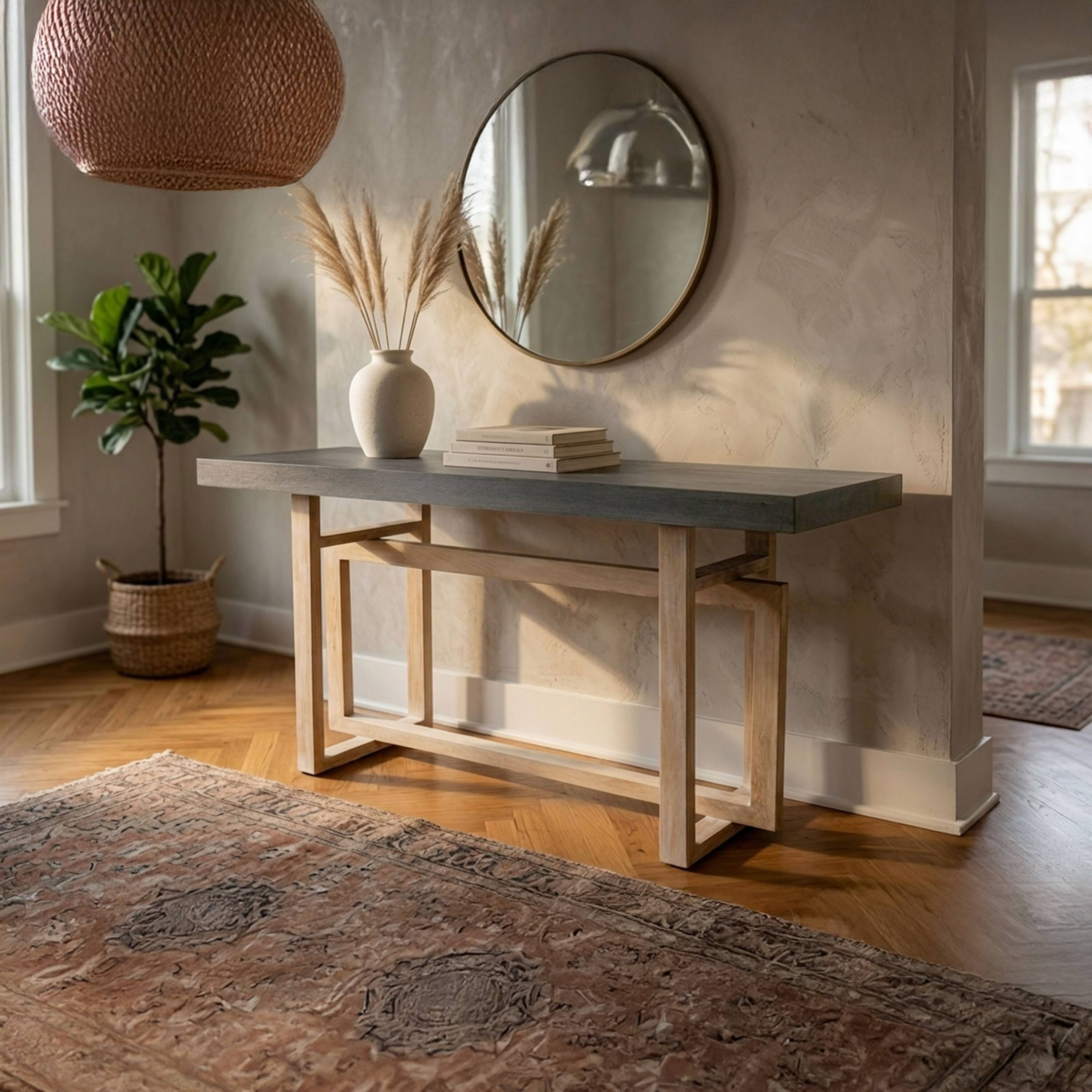 Alt View 6. Manhattan Lane - 59 Inch Artisan Sideboard Console Table with Geometric Interlocked Base - Gray.