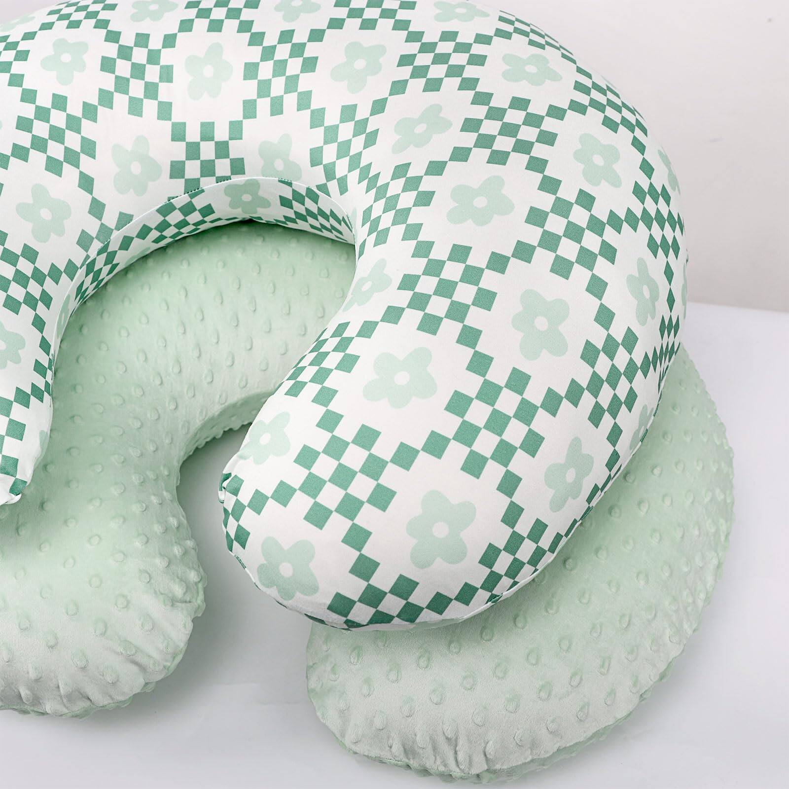 Fabibe - Pillow Cover 2 Pack Soft & Adorable Slipcovers For Pillows Comfortable Stretchy Feeding Covers Removeable Case (outer - Checkered, Green