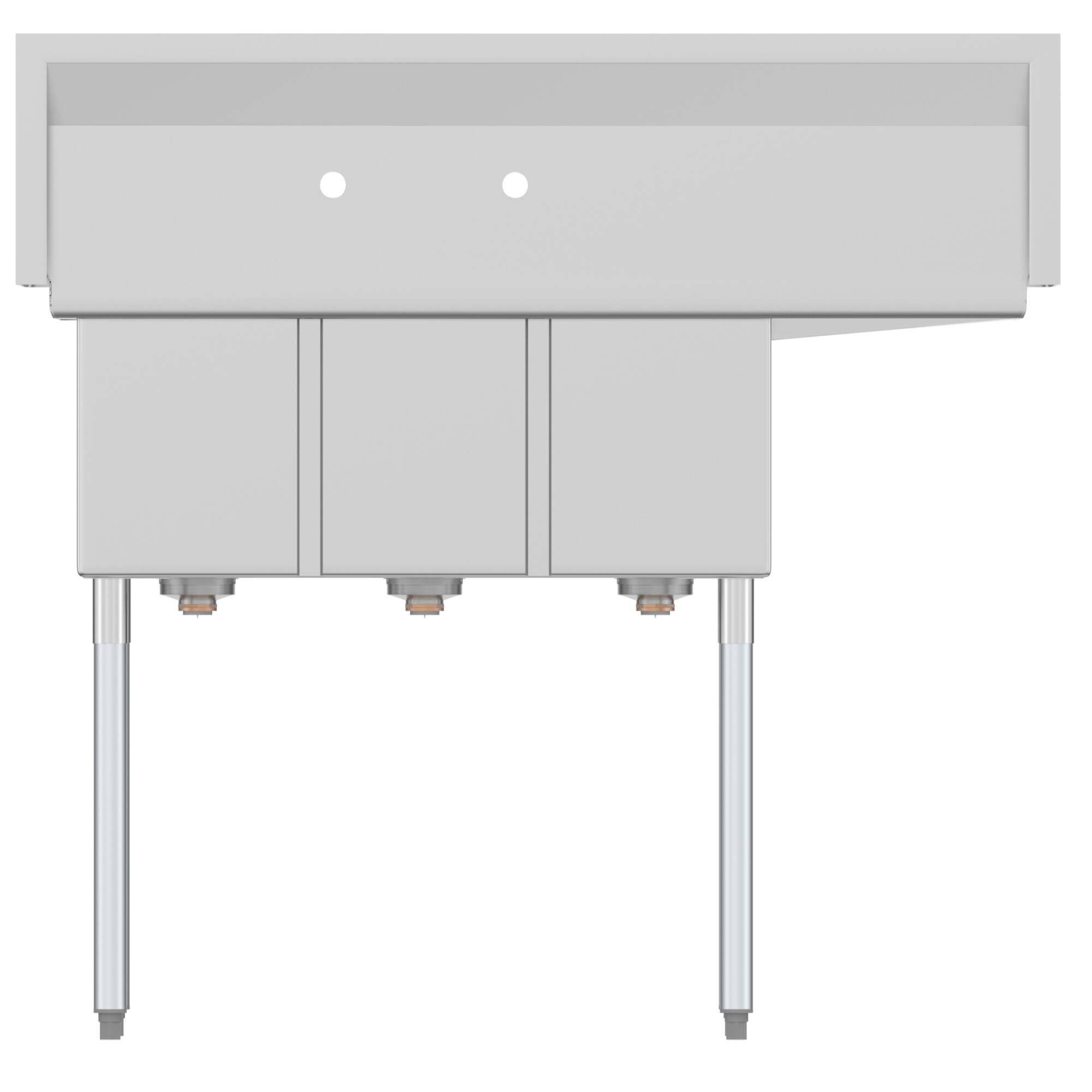 Left. Koolmore - 45 in. Three Compartment Stainless Steel  Sink with Drainboard, Bowl Size 10"x 14"x 10" SC101410-12L3. - Stainless Steel.