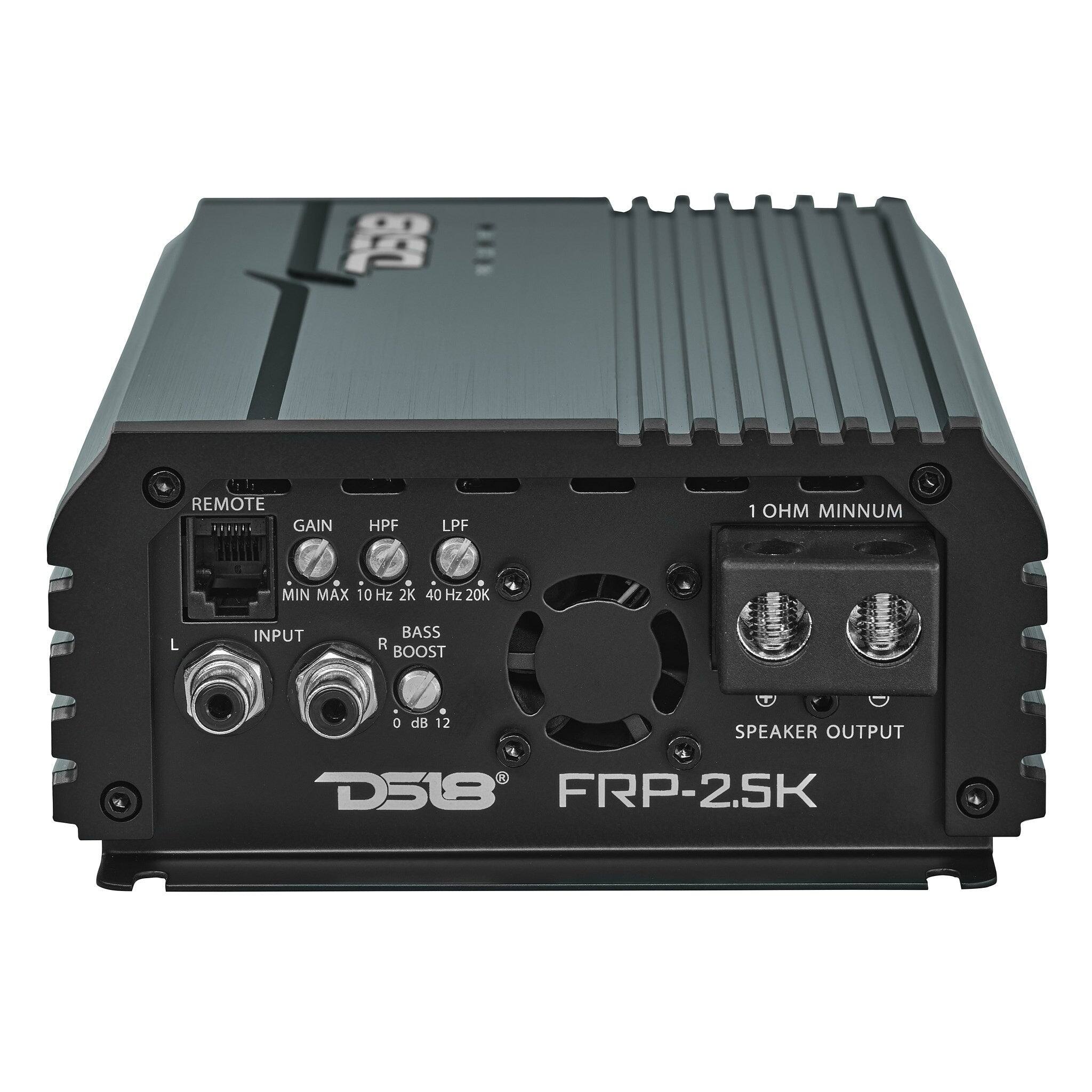 DSB  
REMOTE GAIN  
HPF  
LPF  
1 OHM MINIMUM  
MIN MAX 10 Hz 2K 40 Hz 20K  
L  
INPUT  
BASS R BOOST  
0 dB 12  
SPEAKER OUTPUT  
D518 FRP-2.5K