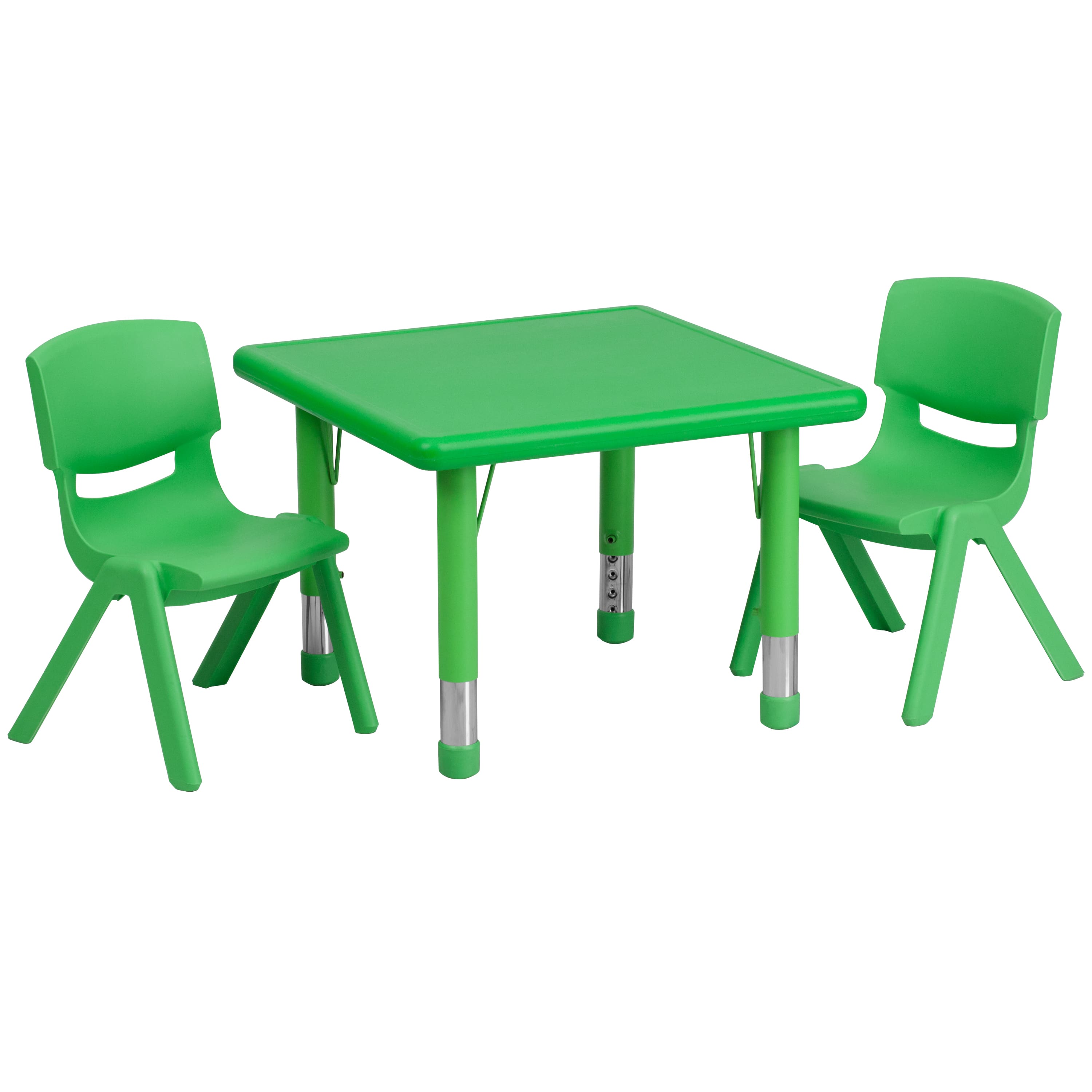 "Emma + Oliver - 24"" Square Plastic Height Adjustable Activity Table Set with 2 Chairs - Green" price history on PriceWatchPro