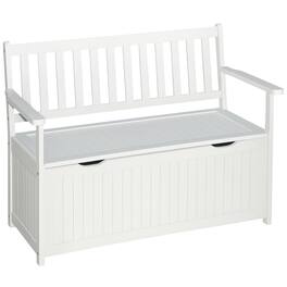 Outsunny - 41 Gallon Outdoor Storage Bench, Wooden Deck Box with Inner Waterproof PE Lining - White