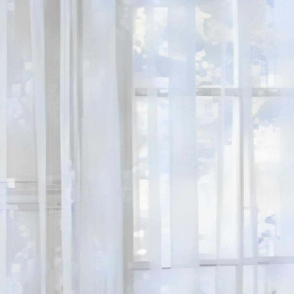 Left. Commonwealth Home Fashions - Commonwealth Habitat Mona Lisa Jacquard Lace Tailored Sheer Panel - 56x84" - White - White.