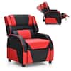 Front. Costway - Costway Kids Youth Gaming Sofa Recliner w/Headrest & Footrest PU Leather Red - Red.