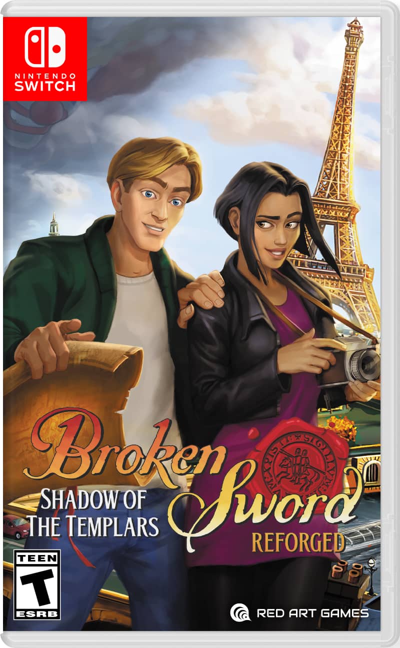 The corrected text is:
"Nintendo Switch Broken Sword: The Shadow of the Templars Reforged T ESRB Red Art Games"