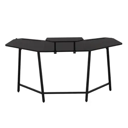 GTPlayer - 63" Gaming Desk with Shelf & Accessory Holders Computer Desk,Black - Black