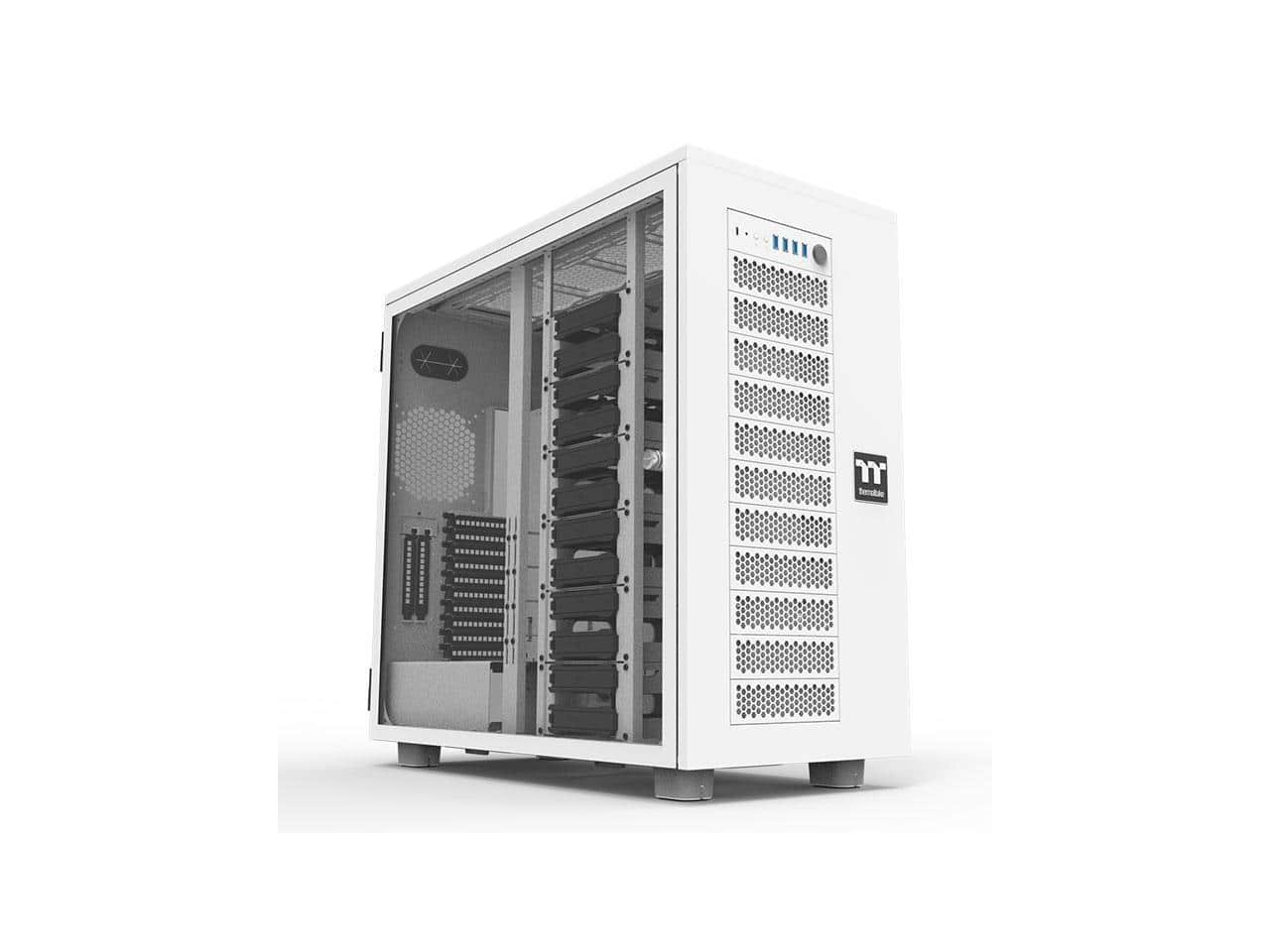 Thermaltake - AX700 TG Snow Super Tower Chassis - Super Tower - Snow - Steel, SPCC, Tempered Glass - 20 x Bay - XL-ATX - Black