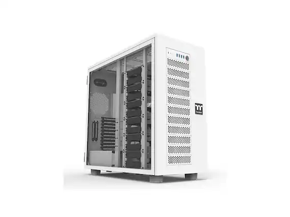 Front. Thermaltake - Thermaltake AX700 TG Snow Super Tower Chassis - Super Tower - Snow - Steel, SPCC, Tempered Glass - 20 x Bay - XL-ATX - Black.