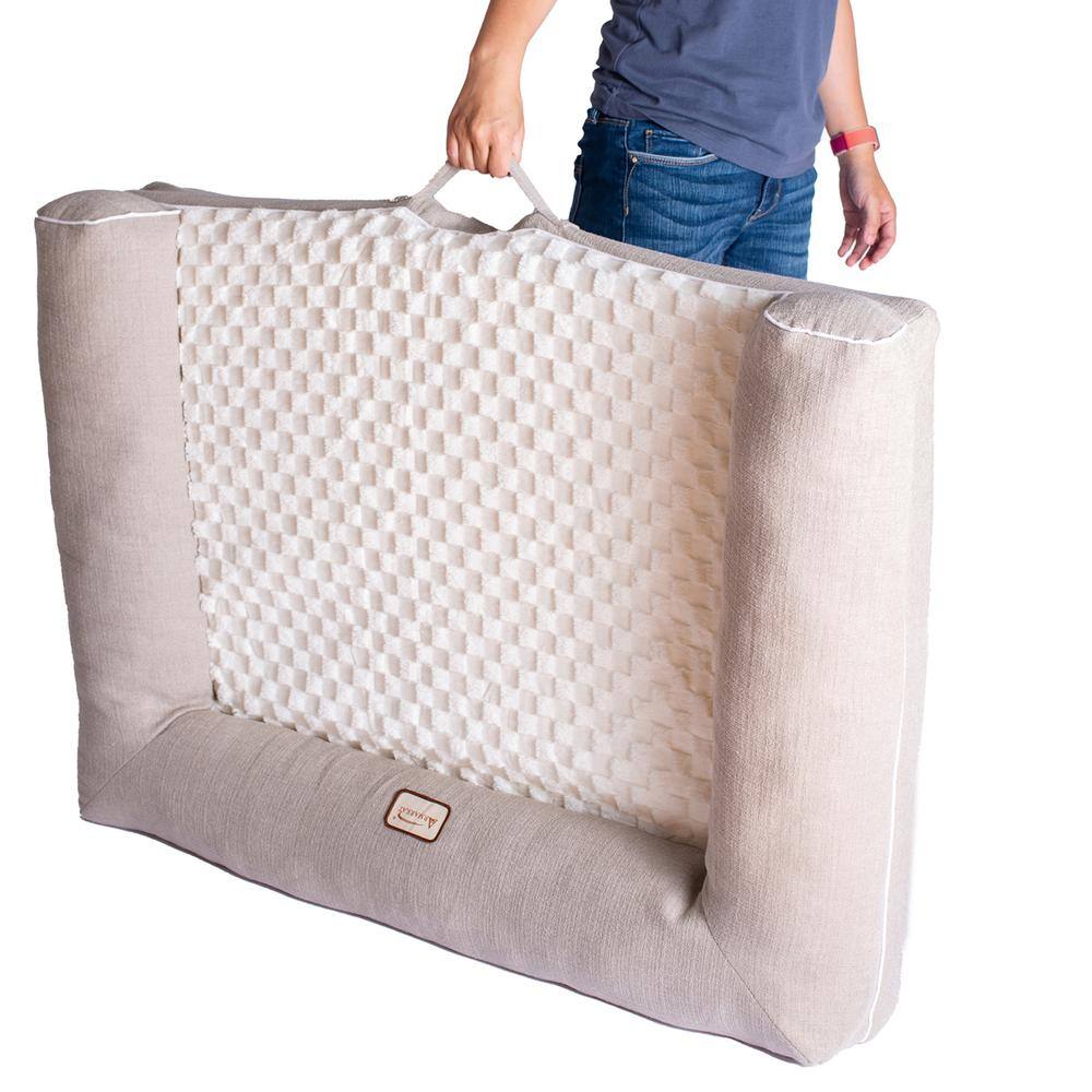 Alt View 6. Armarkat - Ivory and Beige Medium Bolstered Pet Bed With Memory Foam - White.