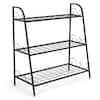 Front. Costway - 3-tier Metal Plant Stand Shelf Flower Pot Holder Display Rack Shoe Organizer - Black.