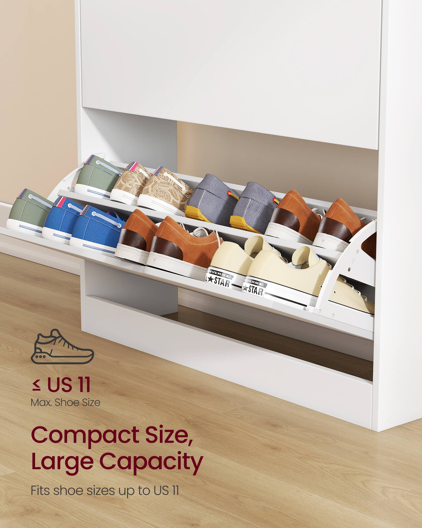VER * ASTAR ENT STA F US 11 Max. Shoe Size Compact Size, Large Capacity Fits shoe sizes up to US 11