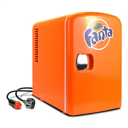 Front. Coca-cola - Coca-Cola Fanta 4L Mini Fridge, 6 Can, Cooler/Warmer, Orange - Orange.
