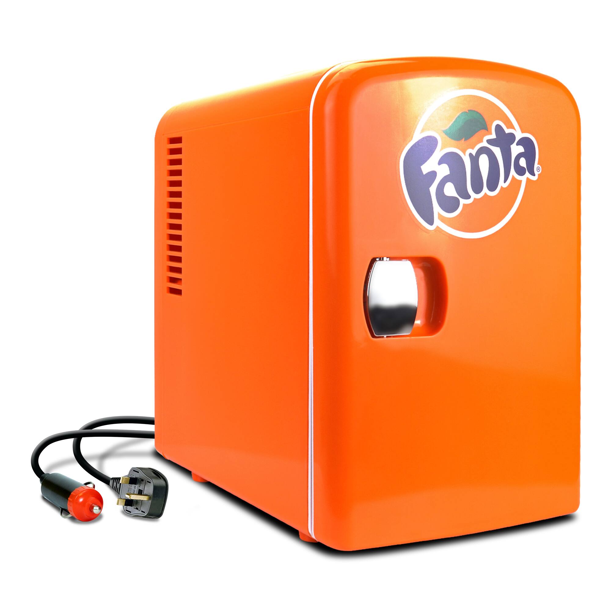 Front. Coca-cola - Coca-Cola Fanta 4L Mini Fridge, 6 Can, Cooler/Warmer, Orange - Orange.