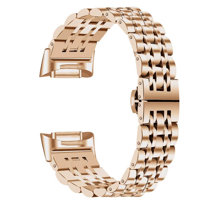 Front. StrapsCo - Elegance Bracelet Stainless Steel Watch Band Strap For Fitbit Charge 6 - Rose Gold.