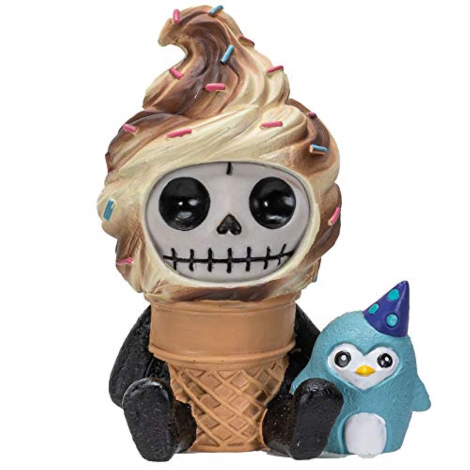 Pacific Trading - Furrybones Softo Skeleton in Ice Cream Cone Figurine 3 inch - Brown