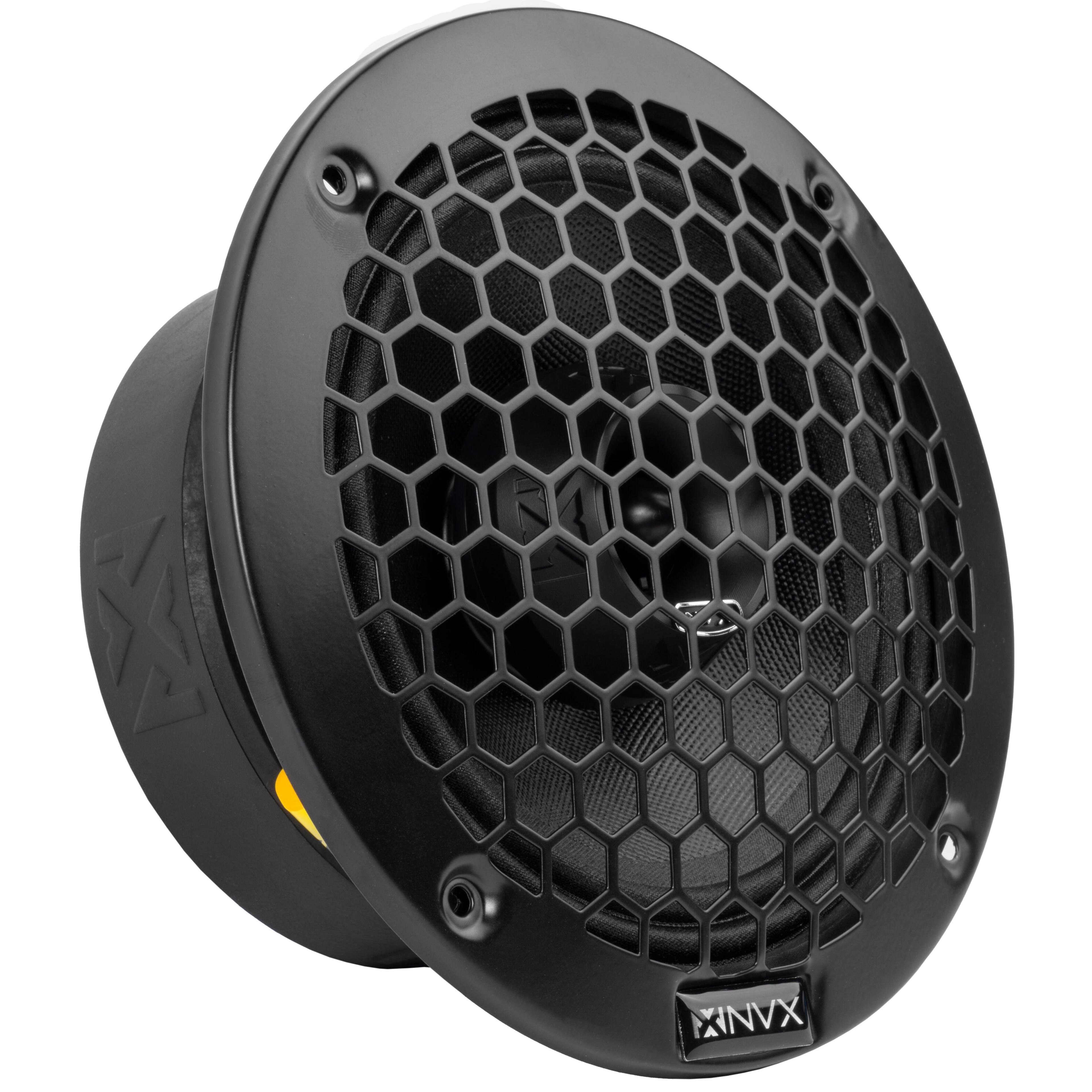 Back. NVX - VPRO65 (Sold Individually) 225W RMS 6.5in V-Series Pro 2-Way Water Resistant Coaxial Loudspeaker with Bullet Tweeter.