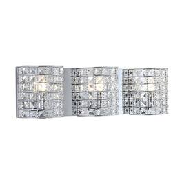Jonathan Y - Clara Deco 24" 3-Light Metal/Crystal Classic Glam LED Vanity Light - Chrome