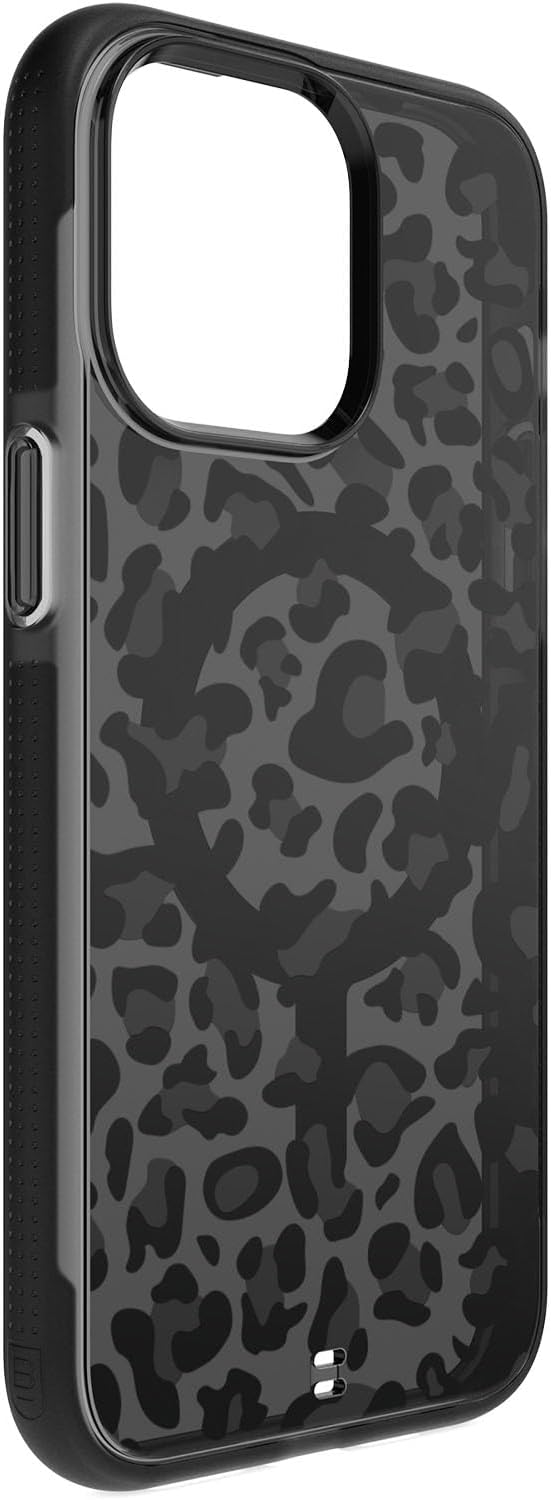 Left. BodyGuardz - BodyGuardz Leopard Ace Pro with MagSafe Black/Grey Case - iPhone 15 Pro Max - Black/Grey.