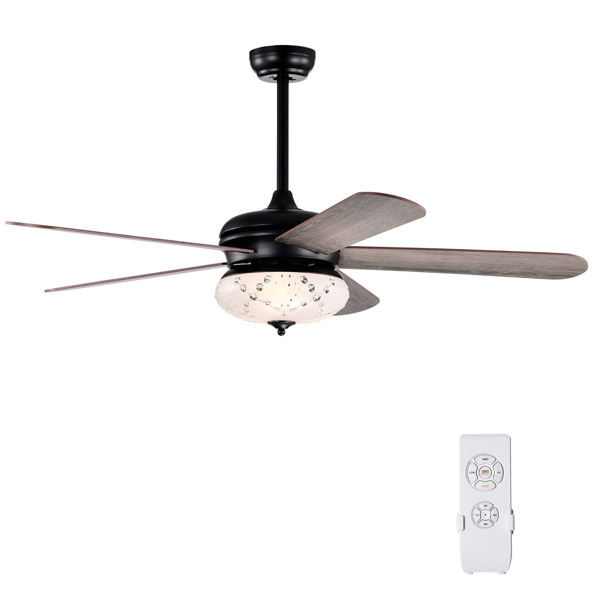 Front. Gymax - Gymax 52'' Retro Ceiling Fan w/ Remote Control 3 Wind Speeds & 5 Reversible Blades Grey - Grey.