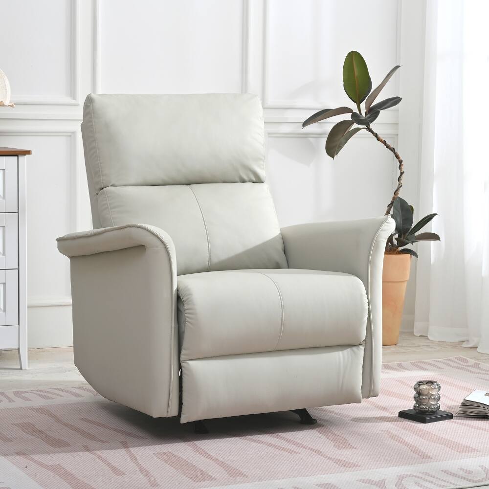 Alt View 6. Loheer - Loheer Manual Rocker Recliner Chair for Adults, PU Leather Nursery Glider Recliner for Small Spaces, Light Gray - Light Gray.