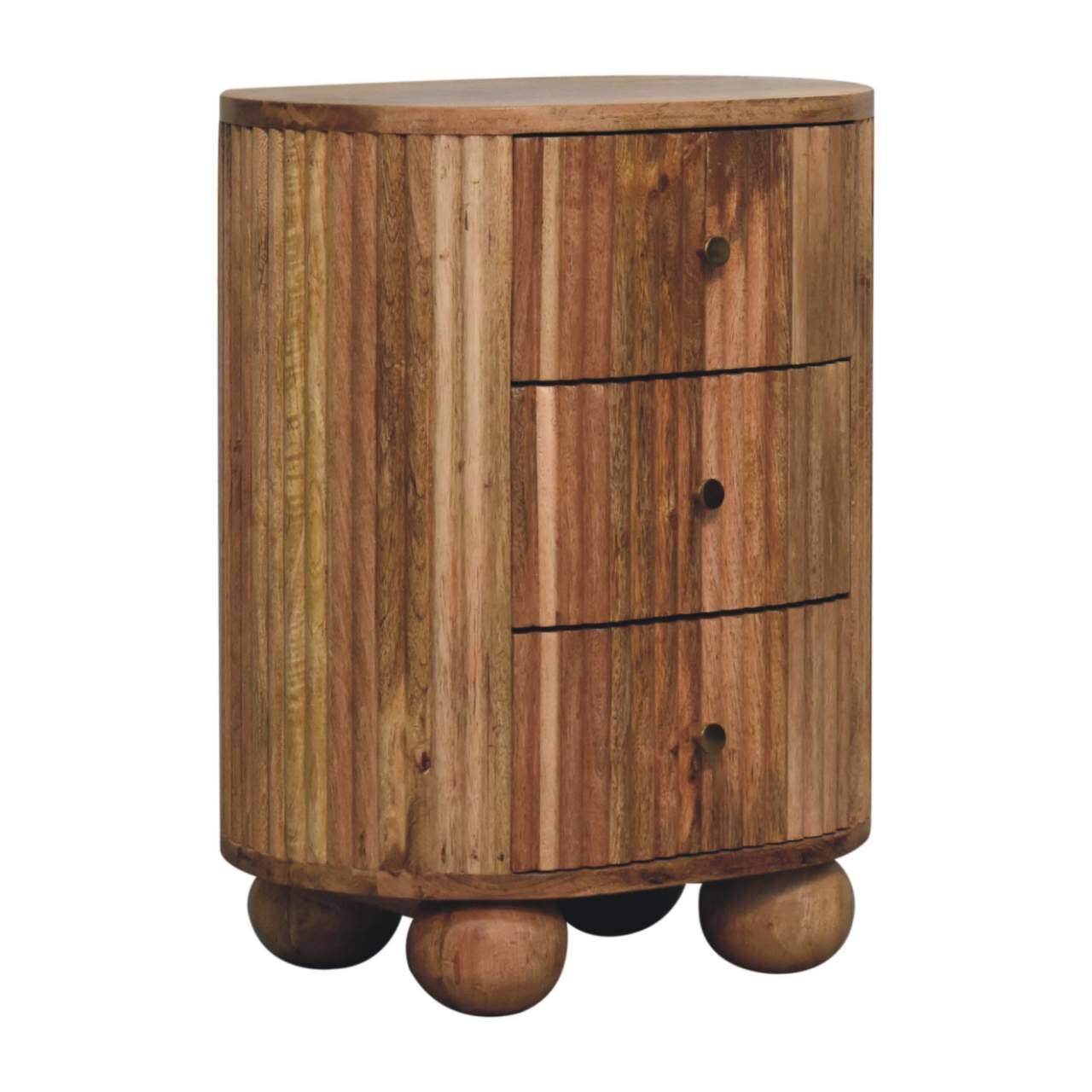 Back. Artisan Furniture - Artisan Furniture Solid Wood Soba Ball 3 Drawer Bedside, Brown - Brown.