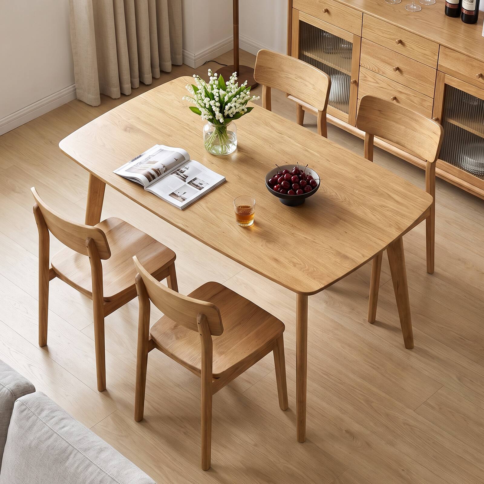 Alt View 3. Costway - Costway 47" Solid Wood Dining Table with Rounded Edges, Heavy-duty, Loads up to 220 Lbs - Natural.