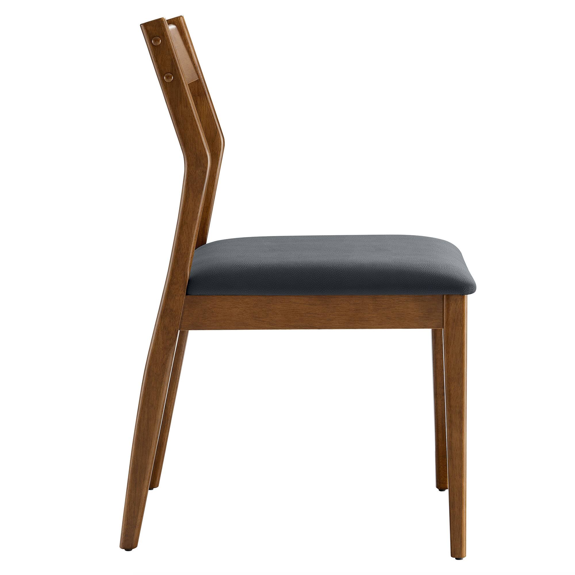Alt View 1. Modway - Solara Vegan Leather Wood Dining Side Chairs Set of 2 by Modway - Black.