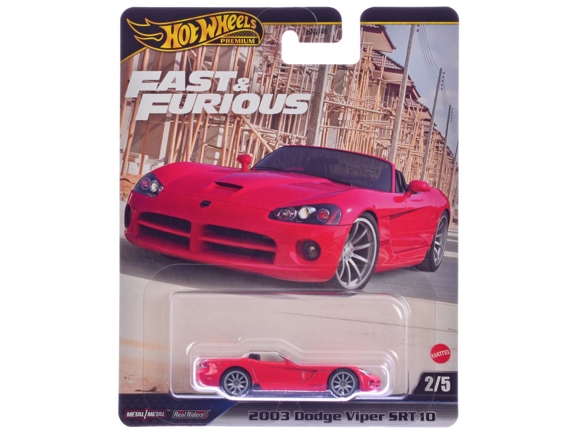 Hot Wheels Premium HNVI46 Fast & Furious Mattel R 2/5 - I Metal / Metal Real Riders 2003 Dodge Viper SRT10