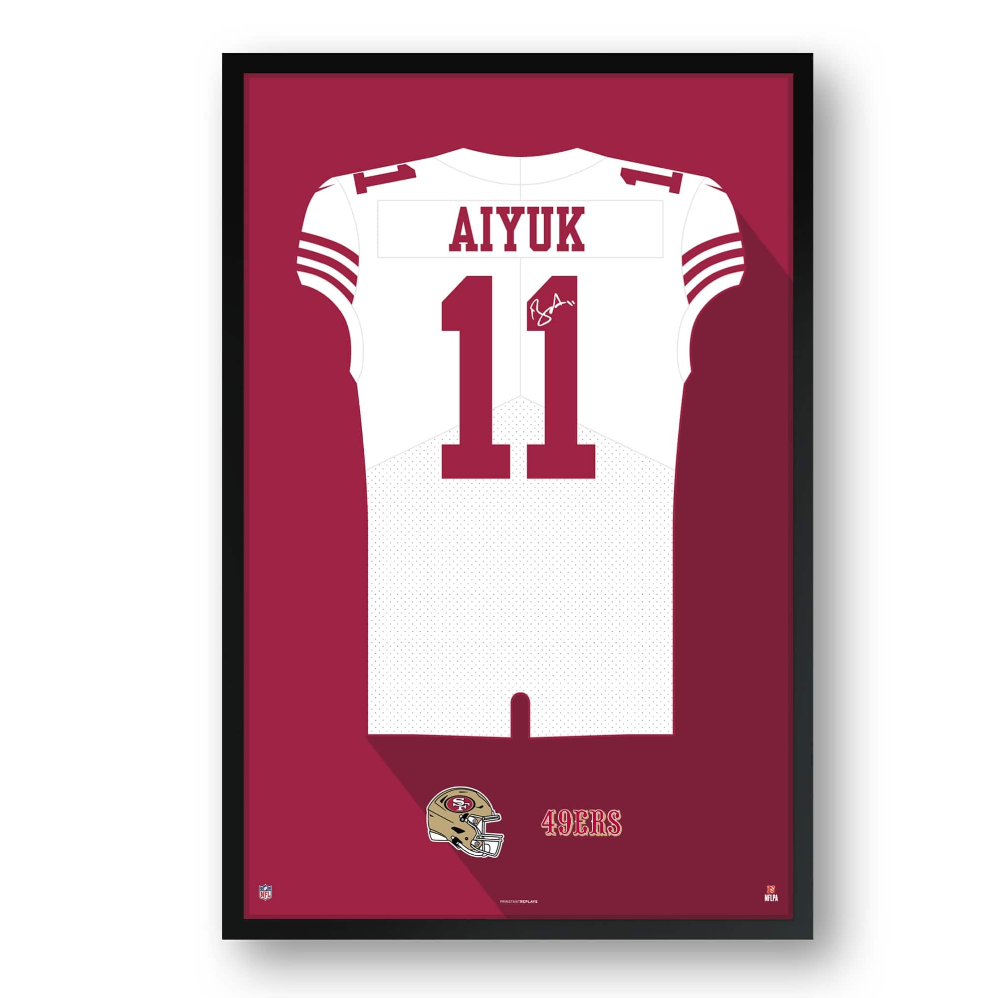 Sporticulture - Brandon Aiyuk San Francisco 49ers 27" x 39" Away Jersey Framed Art Print - White