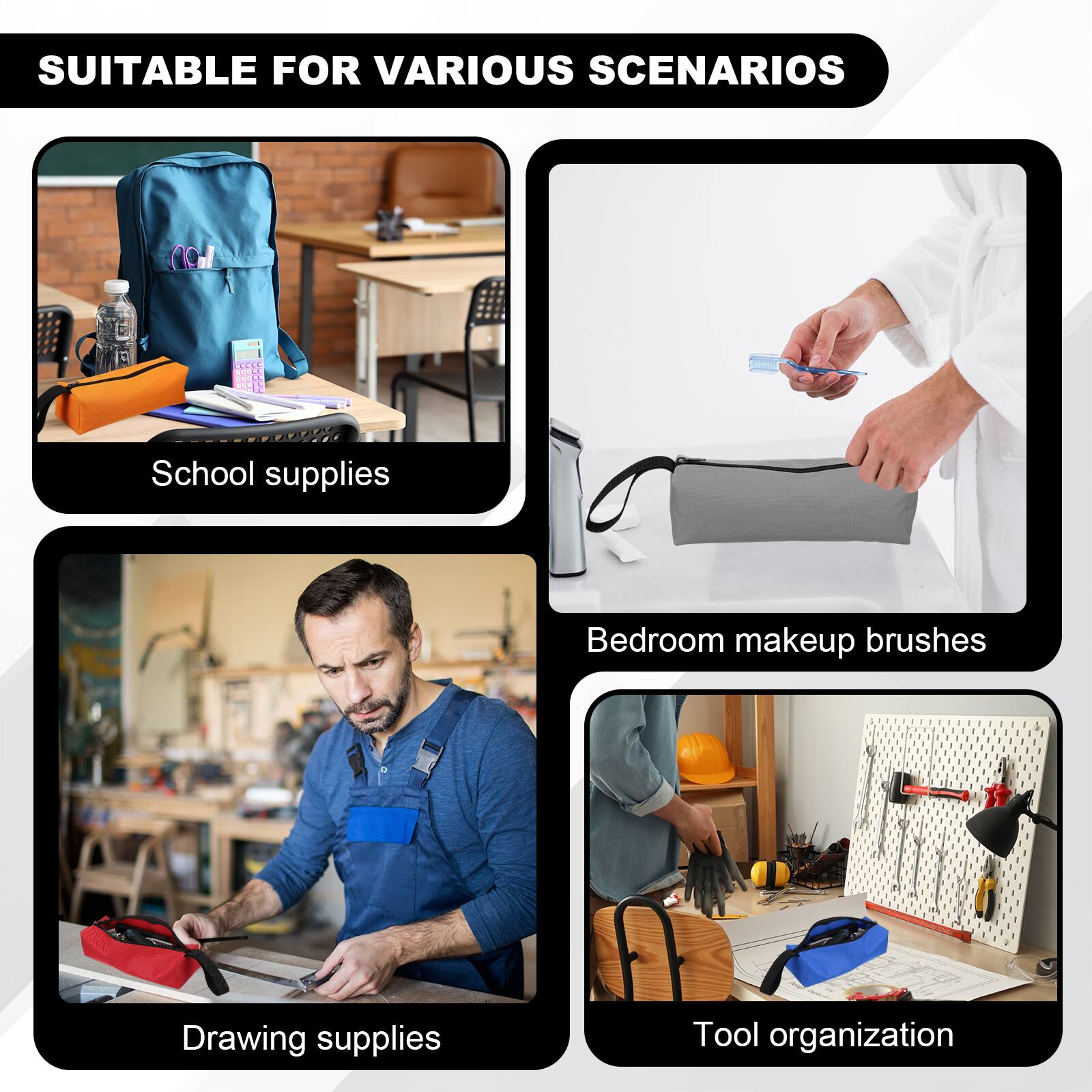 SUITABLE FOR VARIOUS SCENARIOS

- School supplies
- Bedroom makeup brushes
- Drawing supplies
- Tool organization