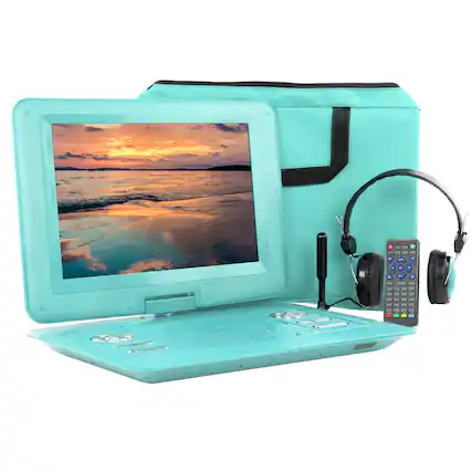 Front. Trexonic - 13.3 Inch Portable TV DVD Player with Color TFT LED Screen and USB/HD/AV Inputs - Teal.
