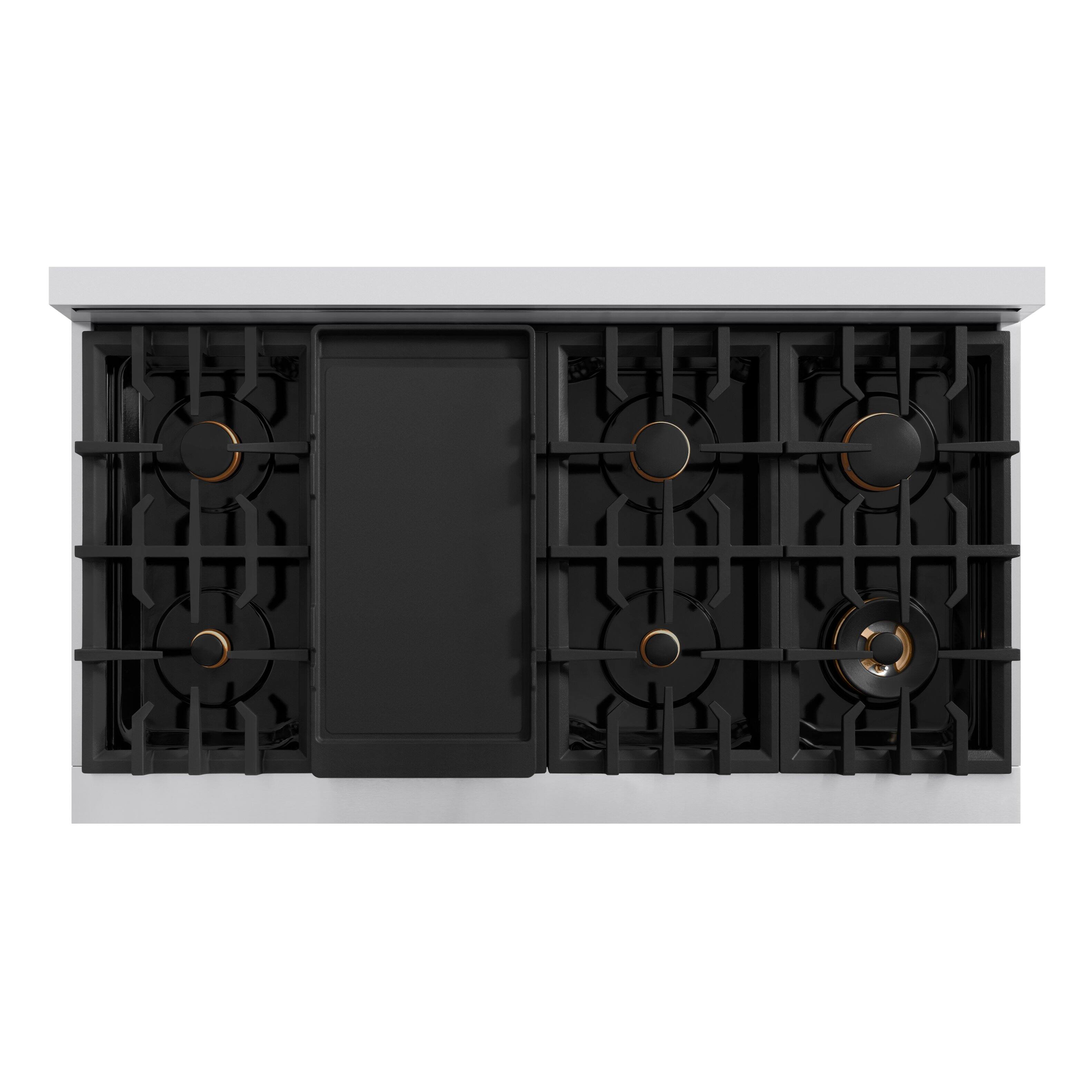 Alt View 1. ZLINE - 48 in. Wide 8 Burner Autograph 6.7 cu. ft. Freestanding Classic Double Oven Dual Fuel Range w/ Black & Bronze Accents - Black Matte.