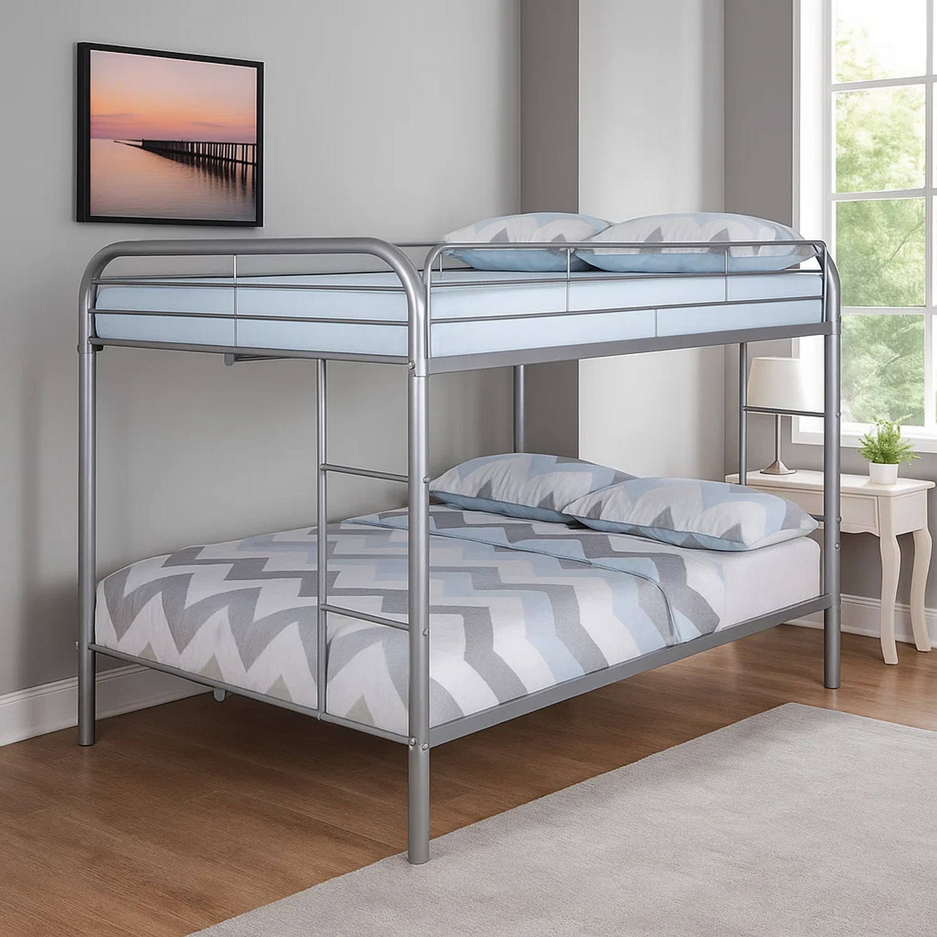 Alt View 2. Manhattan Lane - Fegy Full over Full Bunk Bed with Ladder and Rails, Silver Metal Frame - Silver.