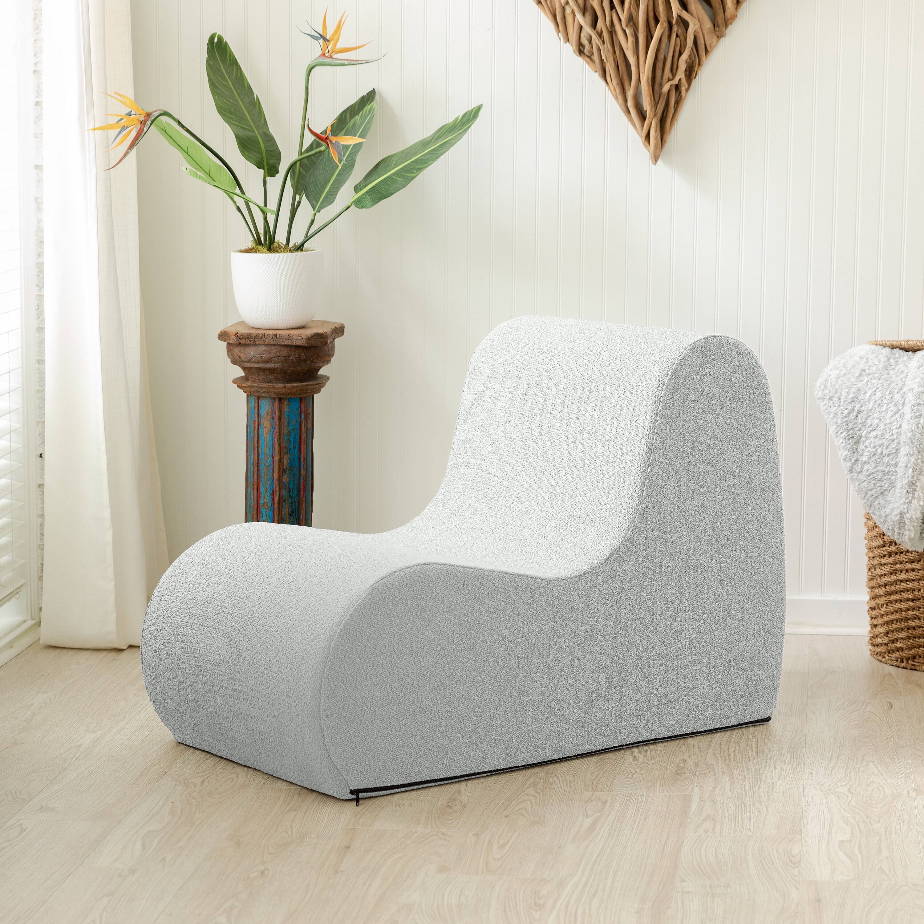 Angle. Jaxx - Jaxx Uptown Modern Armless Accent Chair, Boucle Silver - Silver.