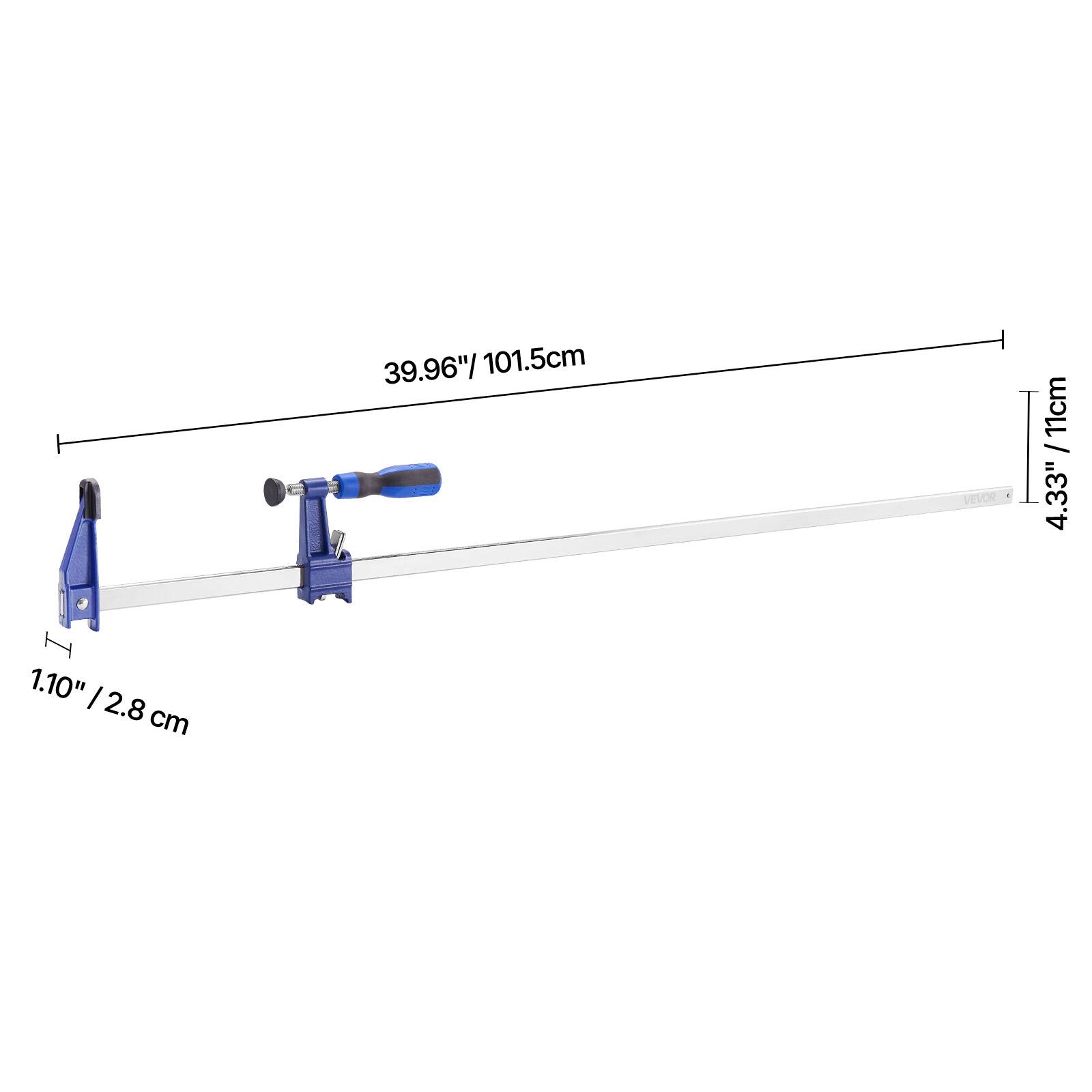 39.96" / 101.5cm  
4.33" / 11cm  
1.10" / 2.8 cm