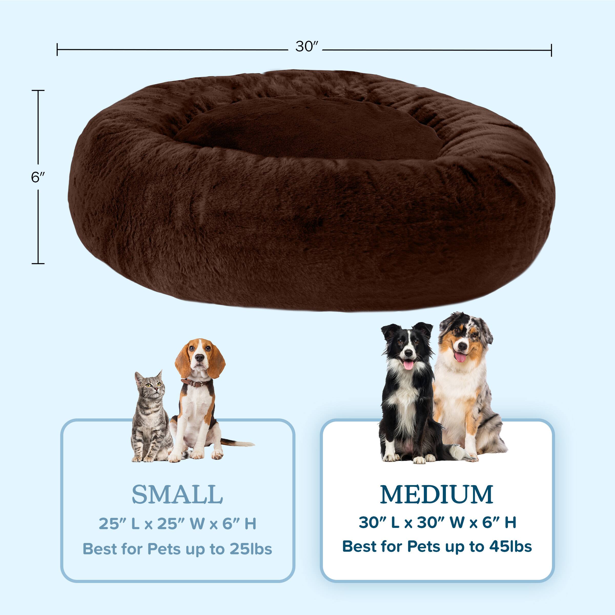 **SMALL**  
25" L x 25" W x 6" H  
Best for Pets up to 25lbs  

**MEDIUM**  
30" L x 30" W x 6" H  
Best for Pets up to 45lbs