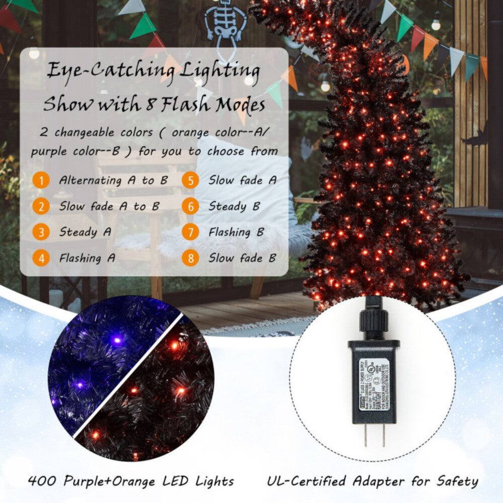Eye-Catching Lighting Show with 8 Flash Modes

2 changeable colors (orange color--A / purple color--B) for you to choose from

1. Alternating A to B
2. Slow fade A to B
3. Steady A
4. Flashing A
5. Slow fade A to B
6. Steady B
7. Flashing B
8. Slow fade B

400 Purple+Orange LED Lights

UL-Certified Adapter for Safety